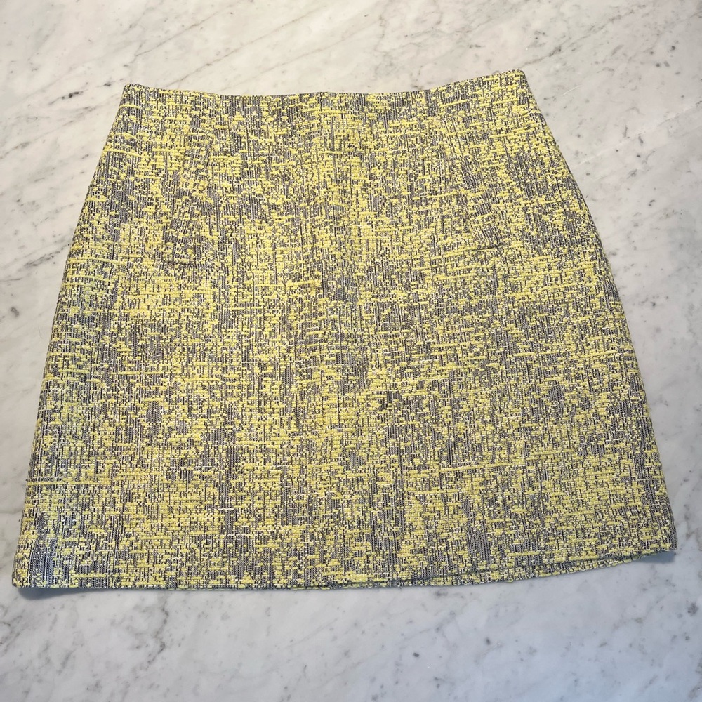 JUDITH AND CHARLES Yellow Gray Tweed Mini Skirt Size 8